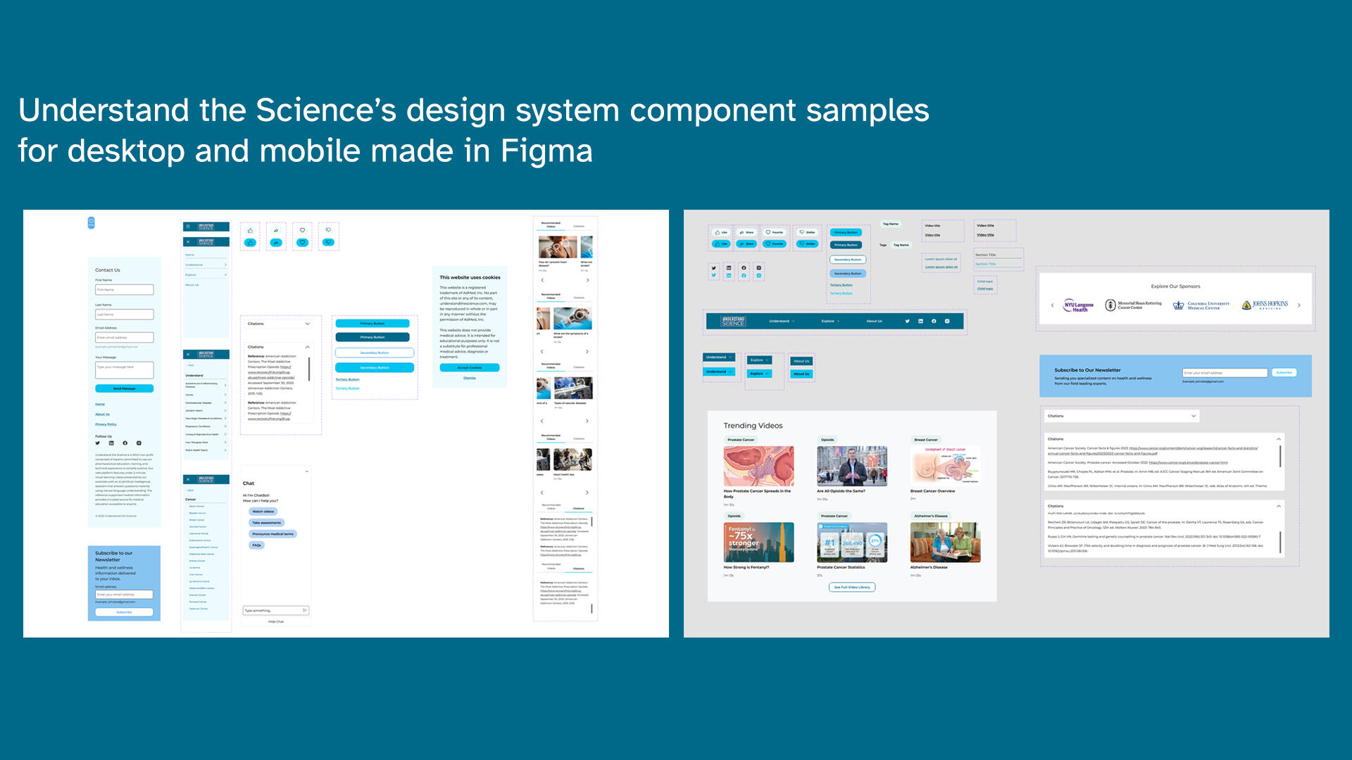 Sample of Understand the Science's design system for mobile and deskop.